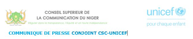 COMMUNIQUE DE PRESSE CONJOINT CSC-UNICEF