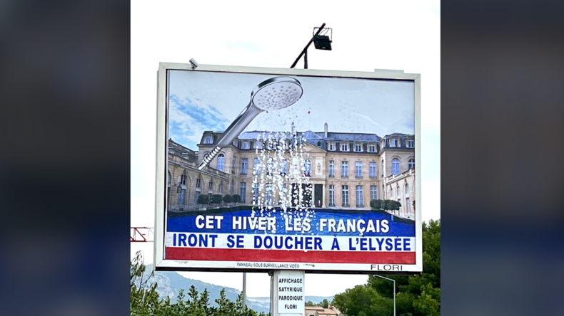 «Cet hiver, les Français iront se doucher à l’Elysée» : la nouvelle création de l’afficheur varois