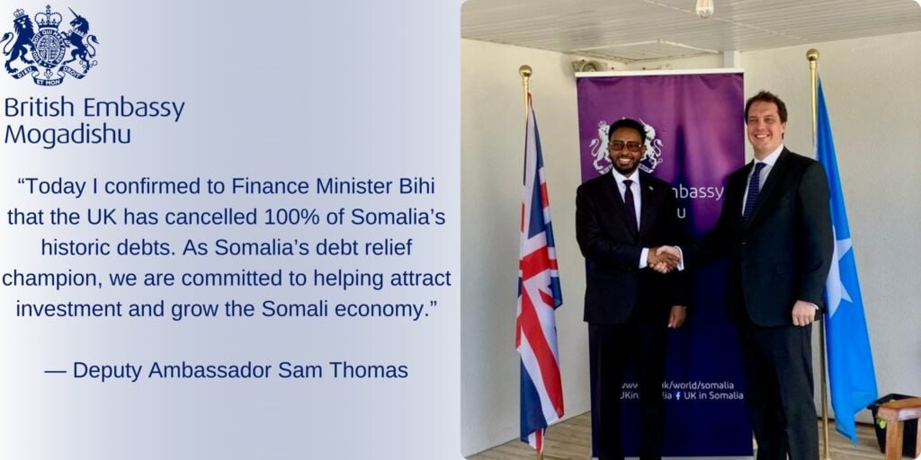 Le Royaume-Uni a entièrement libéré la Somalie de sa dette de longue date dans le cadre de l’initiative PPTE.